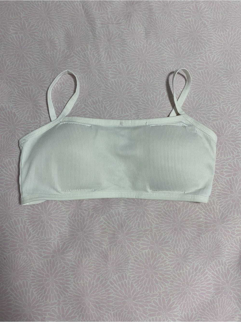 Seamless Ribbed Bandeau Bralette — White
